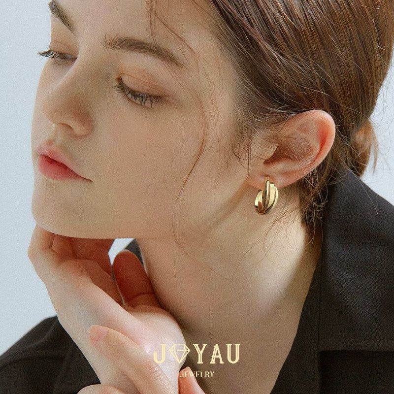 Joyau Trio Glossy Multi-Layer round Ring Earrings Mosquito Coil Ear Clip Fashion Wind Easiest for Match Sterling Silver Needle Ear Studs