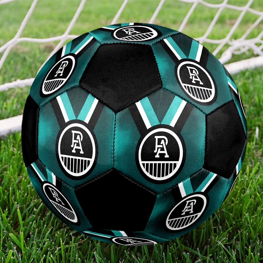 Port Adelaide Soccer Ball Size 5 Colorful Machine Stitched PVC Competition Ready Durable High-Bounce
