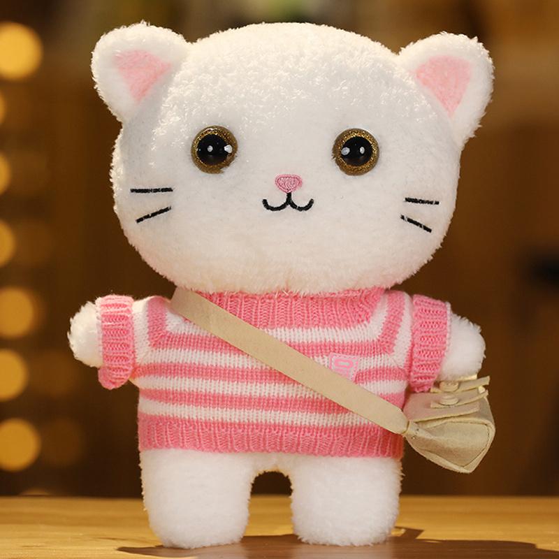 30 см Кафе Кот Маленькие Кошки Милая Подушка Плюшевая Игрушка Мягкая Кукла В Очках и Одежде Мультяшная Милая Игрушка