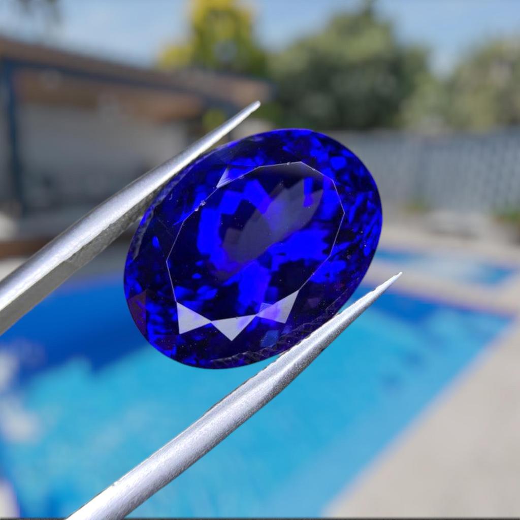 Huge Size Deep Blue Top Color Eye Clean Tanzanite Gemstone, Loose Oval Cut Gemstone.