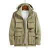 Весенняя и осенняя куртка с капюшоном и открытыми рукавами, многокарманная куртка для инструментов, повседневная куртка для мужчин