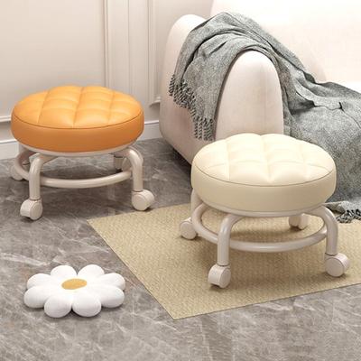 Низкий табурет на колесиках с колесами на 360 градусов, искусственная кожа, наполнитель из губки, подушка для современного дома