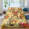 Розовый пододеяльник с велосипедом для девочек и женщин, двуспальный, полный размер «king size», комплект постельного белья с изображением роз, велосипедный цветочный зеленый листовой чехол