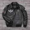 Chinese Size Genuine Leather Jacket for Men Real Cowhide Skin Military A2 Flight Suit Embroidered Pilot Coats Mens Aviation Clothing Autumn
