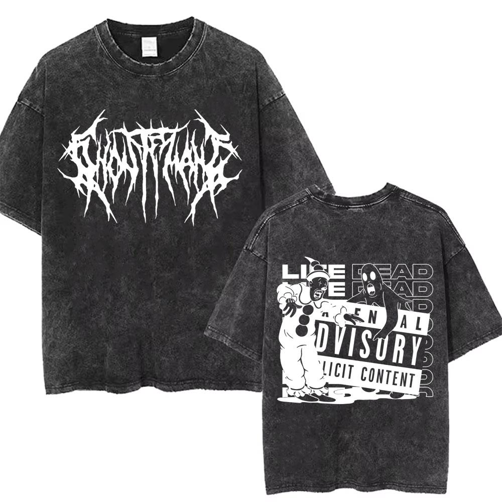 Стирка Винтаж Рэпер Ghostemane Графический Принт Футболка Мужская Женская Хип-Хоп Рэп Рок Трэп Металл Готика Оверсайз Футболка Уличная Одежда