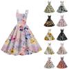 Women's Casual Fashion Flower Print Sexy Off Shoulder Punk Retro Dress Retro Dress Dress