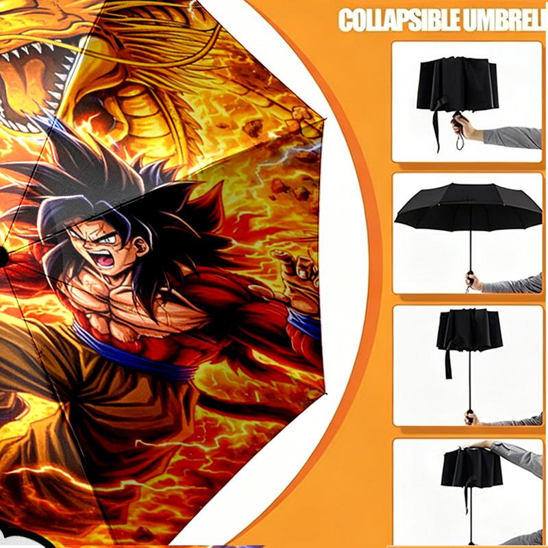 Персонализированный зонт с принтом DRAGON BALL, Автоматическое открытие/закрытие, Прочный 8-реберный каркас, Для поездок на работу, кемпинга, походов, Подарок на день рождения