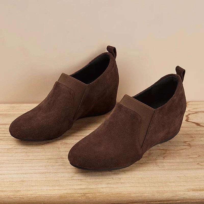 Wedges Women Suede Shoes Fashion New Casual Ankle Boots Woman 2024 Trend Winter Loafers Shoes Walking Cozy Mujer De Zapatillas