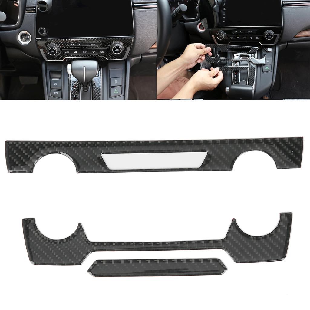 Center Console CD Panel Trim Cover Carbon Fiber Decoration Fit for Honda CRV 20162019
