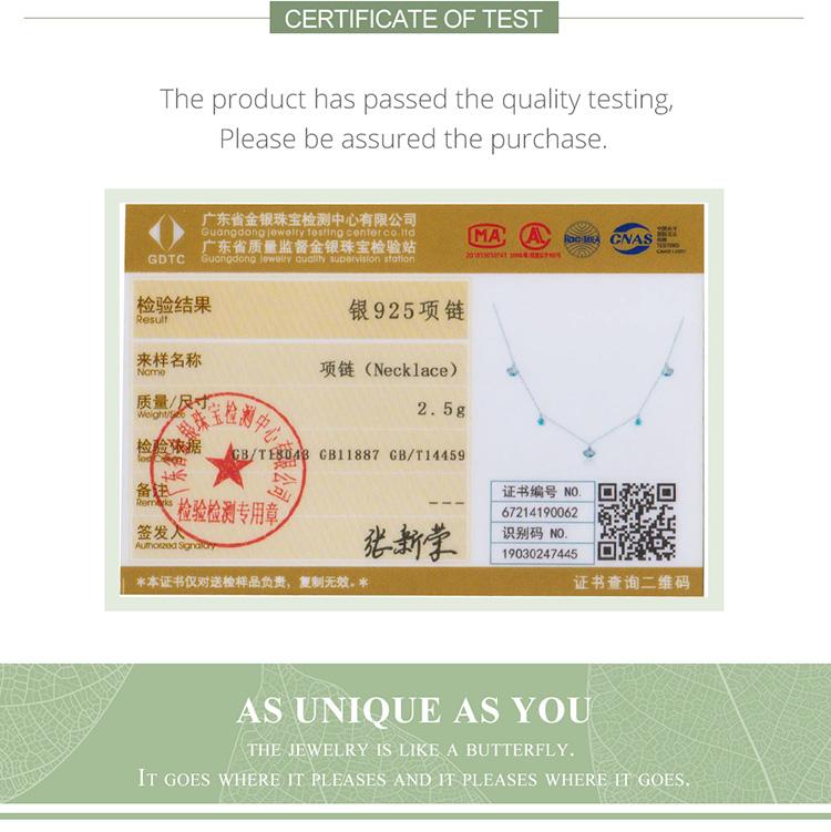 BAMOER Authentic Silver Seashell Necklace 925 Sterling Silver Blue CZ Love Necklace Gift for Girl Statement Fine Jewelry