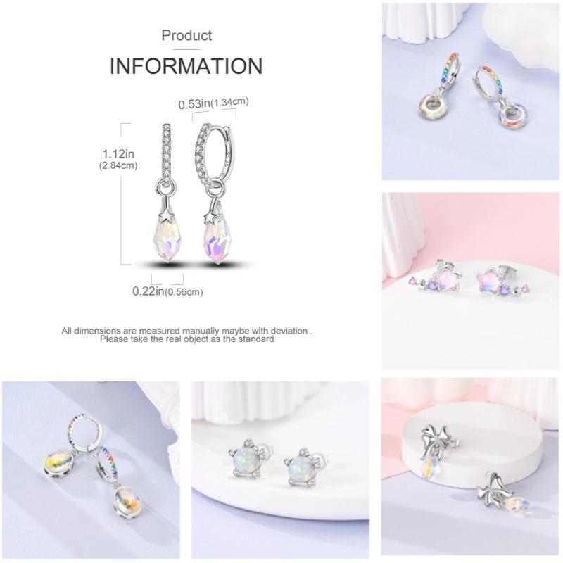 Purple Zircon Hoop Earrings 925 Silver U-shaped Liquid Metal Love Heart Fashion Earrings For Women Jewelry