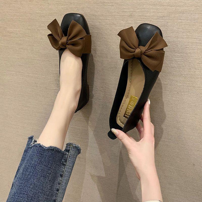 Модные женские мокасины на плоской подошве с бантом для офиса, женские туфли на низком каблуке, элегантные туфли без застежек, модные туфли высокого качества, новинки
