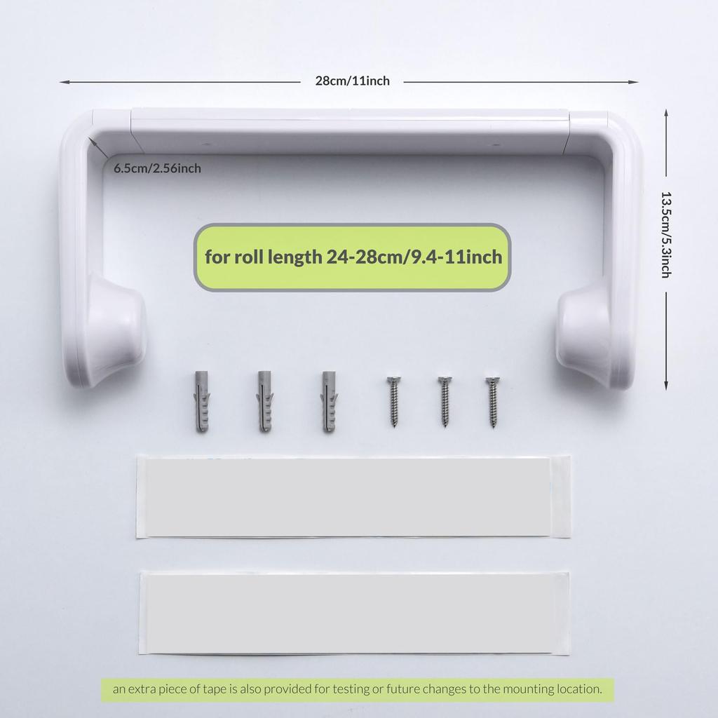 simpletome Paper Towel Under Cabinet or Wall Tension Kitchen Paper Holder Fits Holder, Mounted, One-Hand Operation, Arm, (White, 24-28cm Rolls)