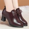 Женские кожаные туфли на шнуровке: Удобные, Универсальные, Плюс бархат, Глубокий вырез для весны/осени 2025.