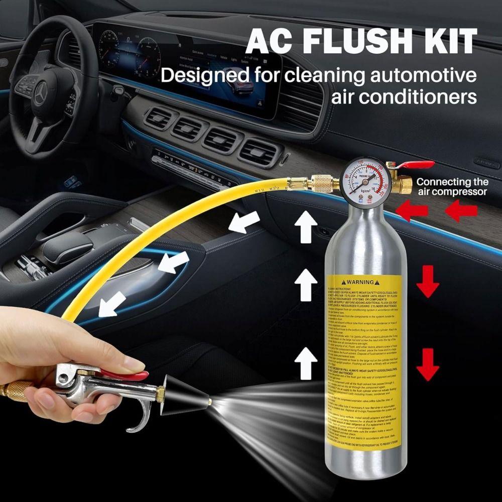 Safety Release Valve AC Flushing Kit AC Cleaning Tool Set Automotive Air Conditioning