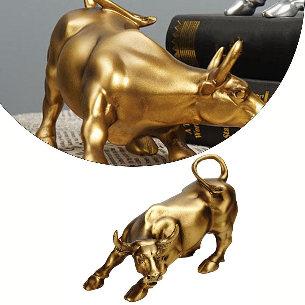 Bronze Bull Statue Wall Street Bronze Sculpture Antique Fengshui Bull OX Statues Handmade Craft Home Office Decor Business Gifts