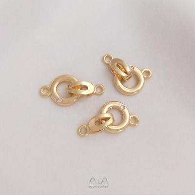 Круглый замок-защелка из золота 14 карат с цирконом для ожерелий и браслетов, сделанных своими руками