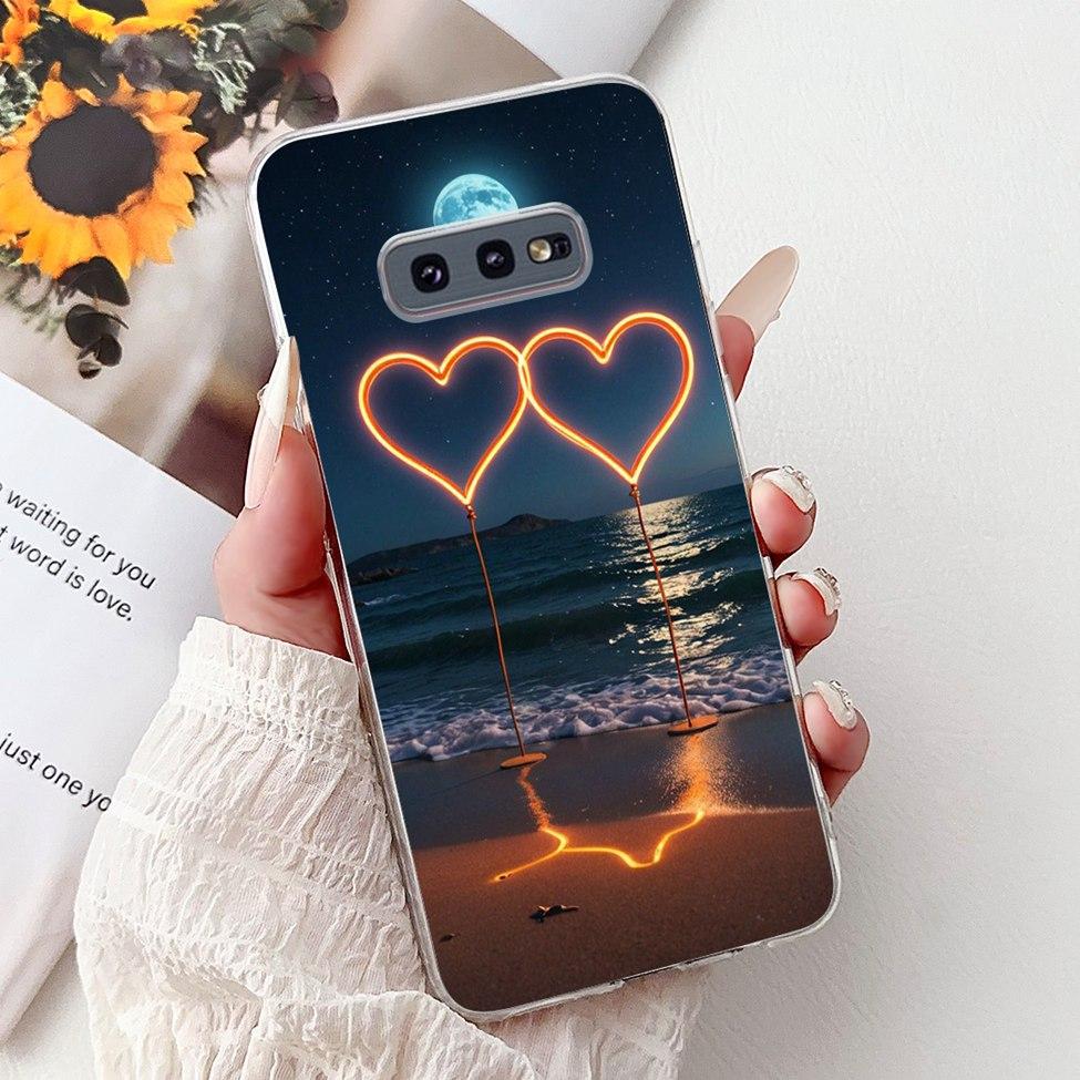 Clear For Samsung S10e Case Cover Luxury Butterfly Love Fashion Flowers Cool Funny Painted Soft Phone Case SM-G970F SM-G9700