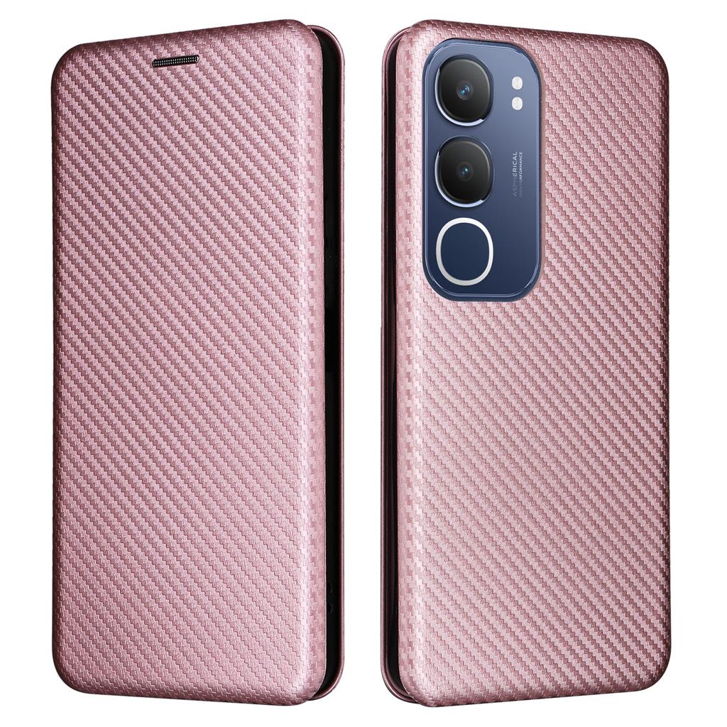 Для vivo Y19s 4G Чехол Текстура углеродного волокна Противоударный Чехол для телефона из ПУ кожи