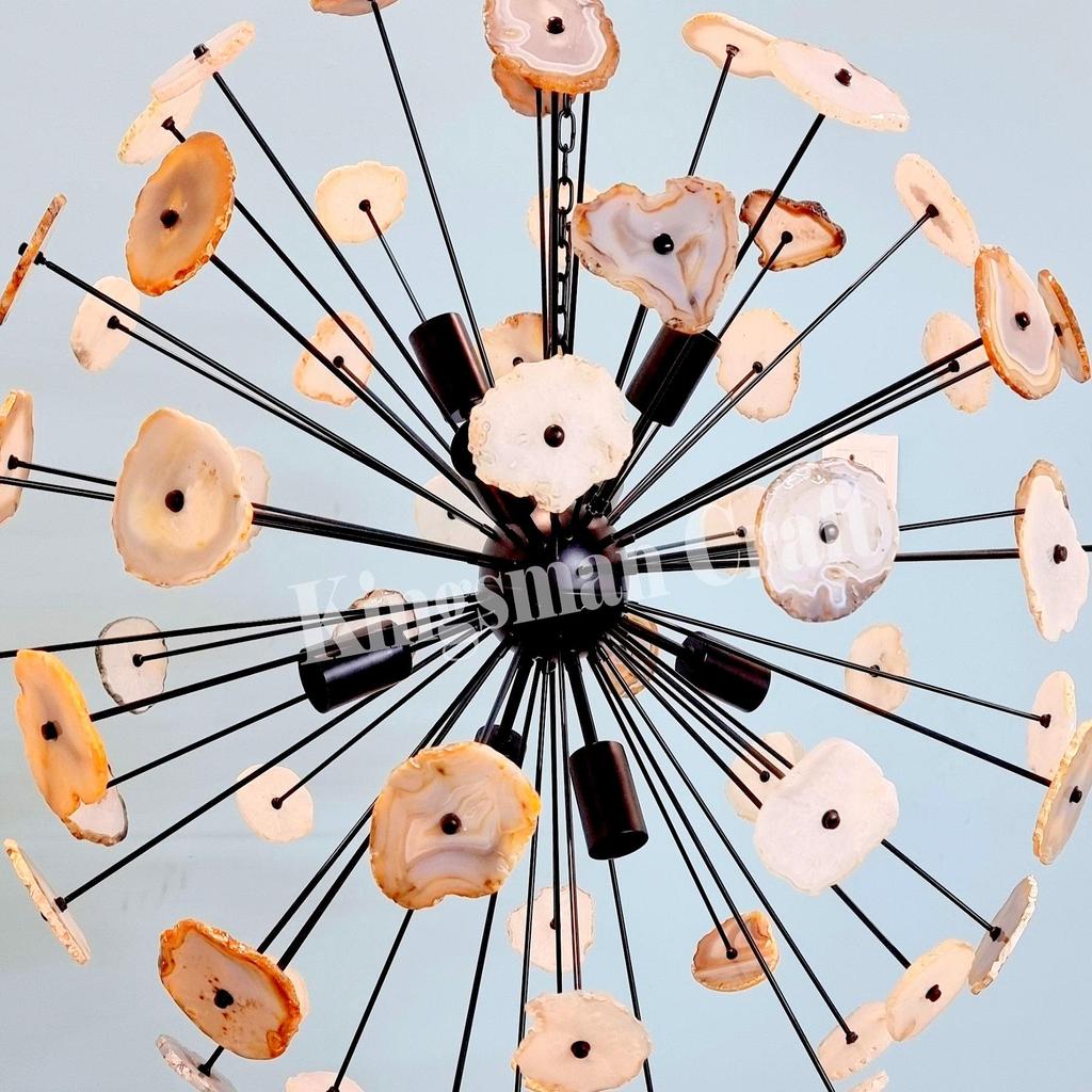 Люстра премиум-класса из натурального камня агата, 8 ламп, органическая красота, художественная потолочная подвесная люстра