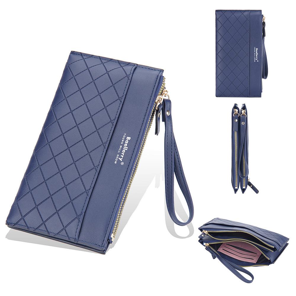Baellerry Women's Long Purse Multifunctional Wallet Multi-card Slots Billfold Double Zipper Clutch Bag Pu Leather Cell Phone Bag