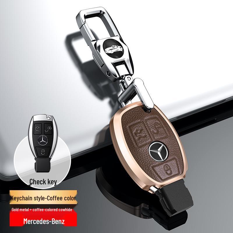 Металлический чехол для ключей из натуральной кожи для Mercedes-Benz C-Class, E-Class, GLC300L, 260L, E300L, E200