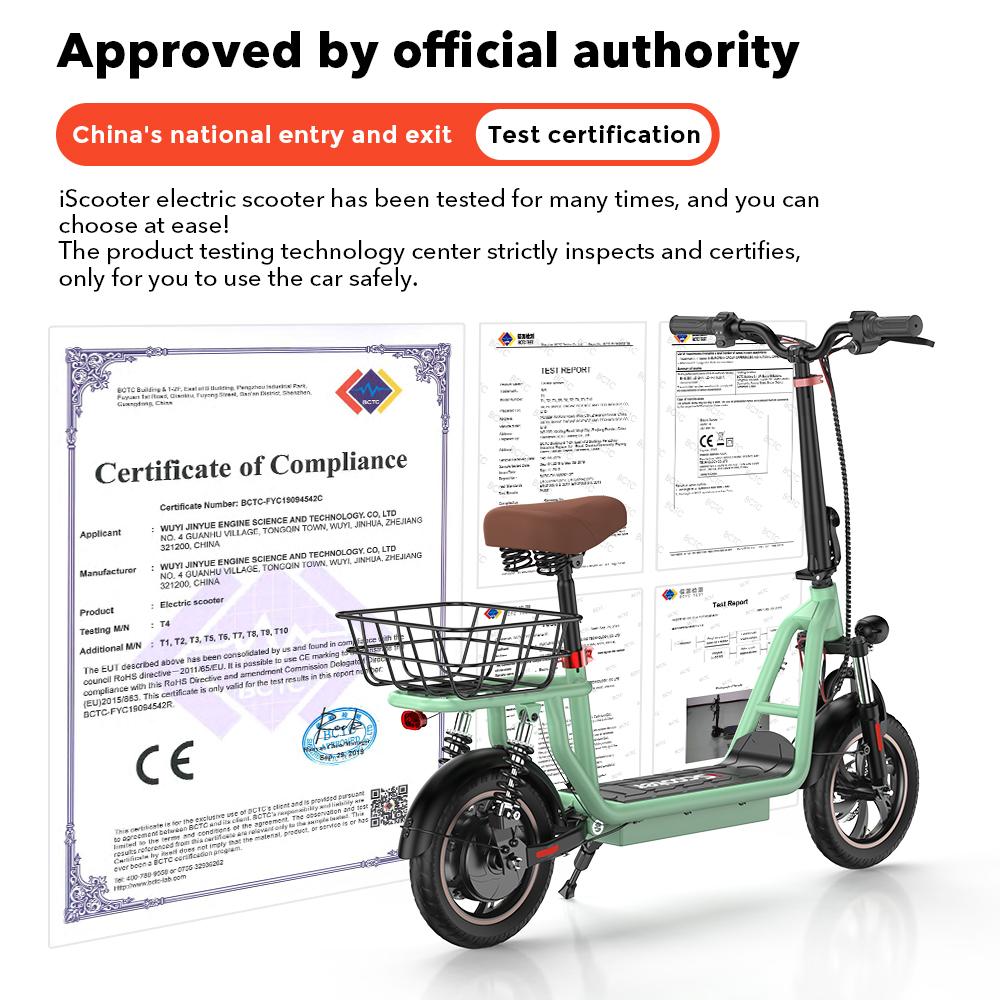 iScooter i12 Folding Electric Scooter 500W Motor 36V7.5Ah Lithium Battery Max Speed 25km/h 30-35km Max Range