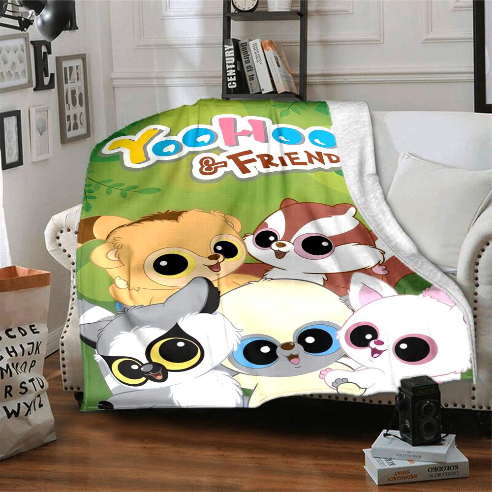 Yoohoo Friends Adventure Flannel Blanket Super Soft Warm Cozy Blanket For Sofa Bed Office Travel Allseason Home Decor Gift