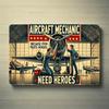 "АэроГардиан Про": Винтажная алюминиевая табличка «Авиамеханик» | Настенное искусство военной авиации для ангаров и зон технического обслуживания"