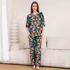 1011 new cotton pajamas women's summer thin five-quarter sleeve trousers loose large size high-end comfortable loungewear