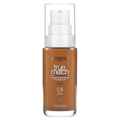 L'Oréal, True Match, тональная основа Super Blendable, C6 Cool Medium, 1 жидкая унция (30 мл)