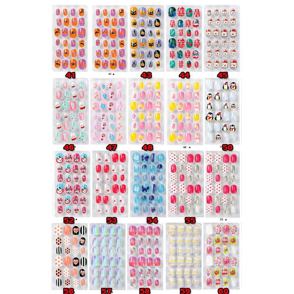 Детские рождественские накладные ногти для маникюра на Хэллоуин, детские накладные ногти с полным покрытием, самоклеящиеся