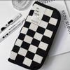 20cm Ins Black and White Checkerboard Grid Large Capacity Storage Pencil Bag Stationery Box