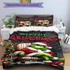 3Pcs Grinchmas Christmas Holiday Card Bedding Set Quilt Cover Pillowcase Home Christmas Xmas Halloween Gift 1 Duvet Cover 2 Pillowcase S921574