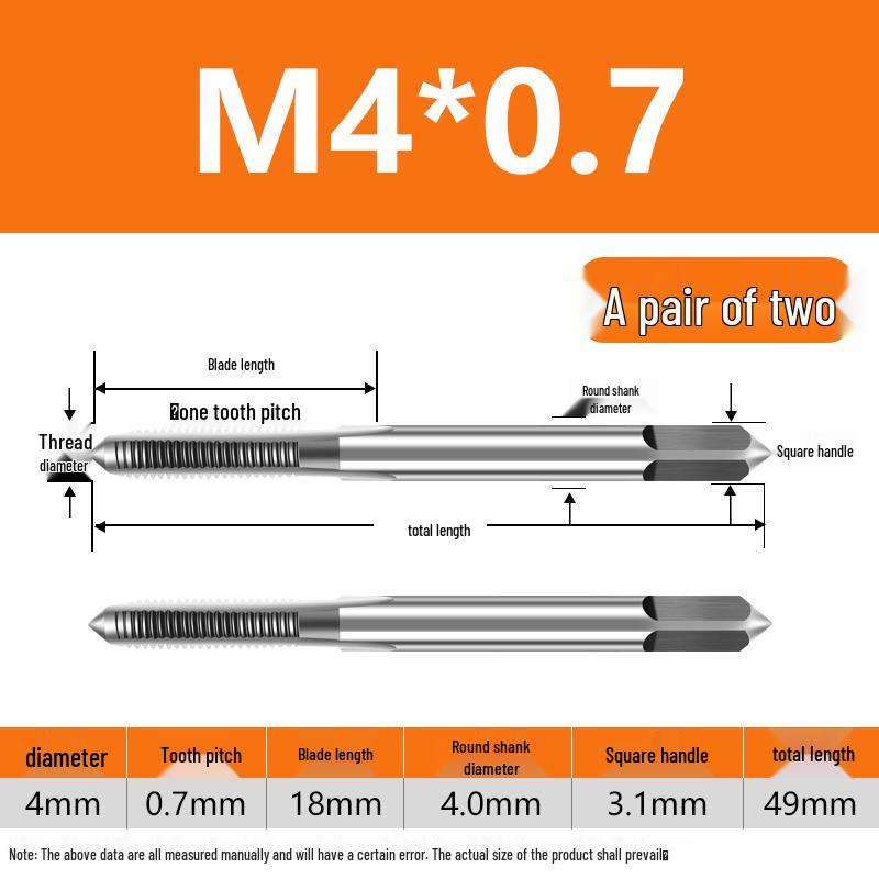 Метчики ручные мелкошаговые M8-M20 набор (5 кусков)
