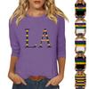 Ladies' Fashion Casual Round Neck 3/4 Sleeve Loose Printed T-Shirt Ladies' Top