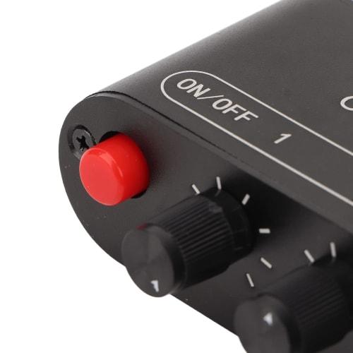 4-Channel Mini Audio Line Mixer, 4-in 1-out Stereo Mixer with 3.5mm Input, Low Noise DC 5V DJ Microphone Sound Mixer with Headphone Amplifier for PC