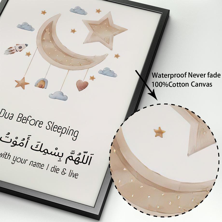 Милый исламский детский настенный декор в стиле бохо, арабский, детская настенная живопись, солнце, луна, просыпающийся, спящий, холст, живопись, детские постеры и принты