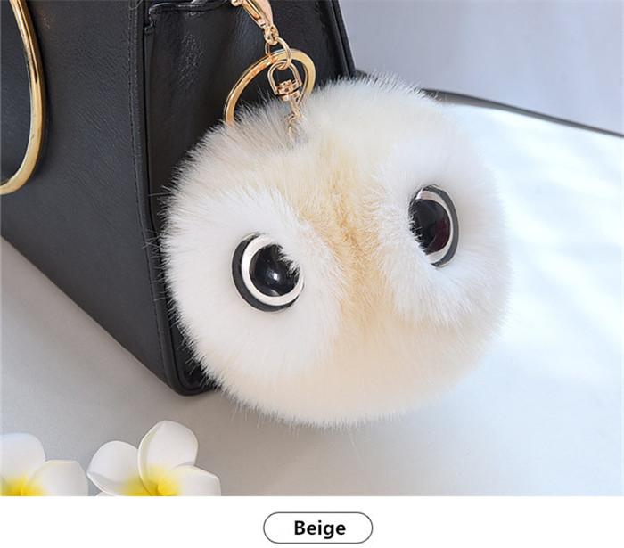 Fluffy Rabbit Fur Ball Pompom Owl Women Pompon Owl Female Toy Bag Car Trinket Jewelry Gift Bag Charm