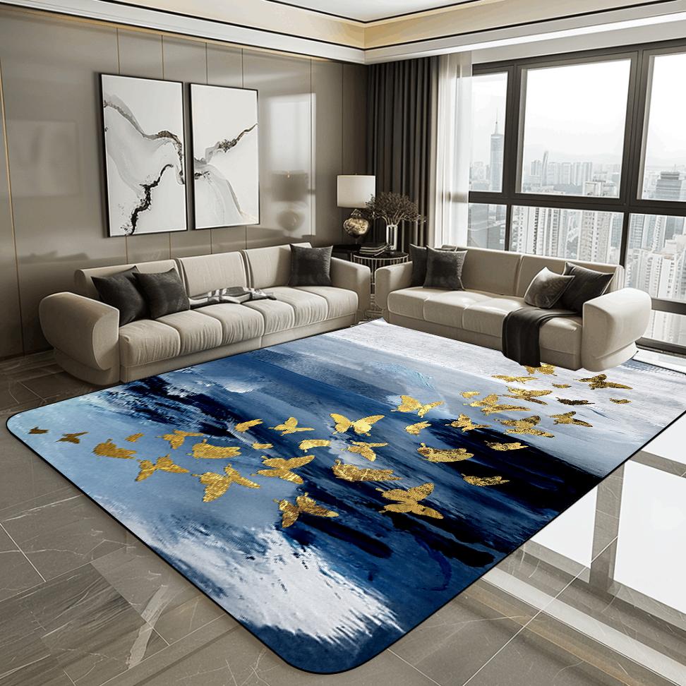 Современный 3D ковер для гостиной, роскошный золотой декоративный напольный коврик для гостиной, дивана, абстрактный ковер для спальни, гардеробной, мягкий ковер, противоскользящий