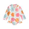 Kids Baby Girl Swimsuits 12M 18M 24M 3Y 4Y 5Y Summer Floral Long Sleeve Zipper Ruffles Jumpsuit Swimwear Beachwear Bathing Suits