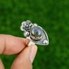 Natural Labradorite Statement Flower Adjustable Ring 925 Silver For Women