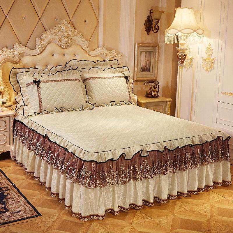Европейский стиль, зимний теплый бархатный подзор для кровати, цельный стеганый толстый короткий плюшевый покрывало, однотонное модное покрывало, простыня