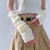 Fingerless Knitted Gloves Half Finger Long Wrist Gloves JK Accessories Arm Warmers  for Women Girls