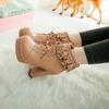 Pink Chunky High Heel Japanese Lolita Shoes Butterfly-knot Ruffle Tassel Womens Cosplay Princess Ankle Boots Winter