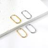 LUXUSTEEL 2PCS Stainless Steel Oval Hoops Earrings For Women Men Gold Silver Color Rock Earrings Piercing Jewelry Gift