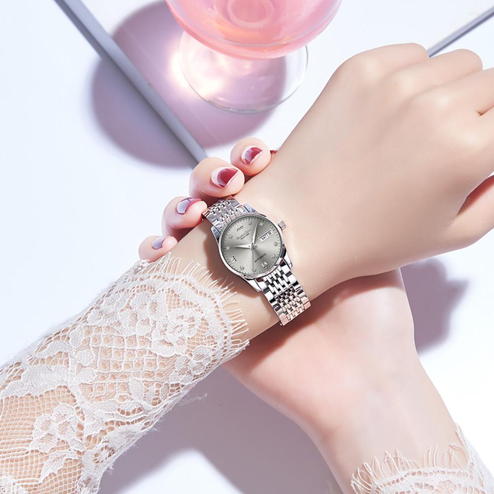 GUANQIN Women's Watches Casual Fashion Fine Steel Original Brand Automatic Mechanical Wristwatch for Lady Waterproof Luminous