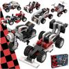 BrickBounty 22 In 1 Racing Car and Motorcycle Toy Set (289 Pieces), Bricks Transform from Car To Scooter, Robot, Helicopter, Swing, MOC Building