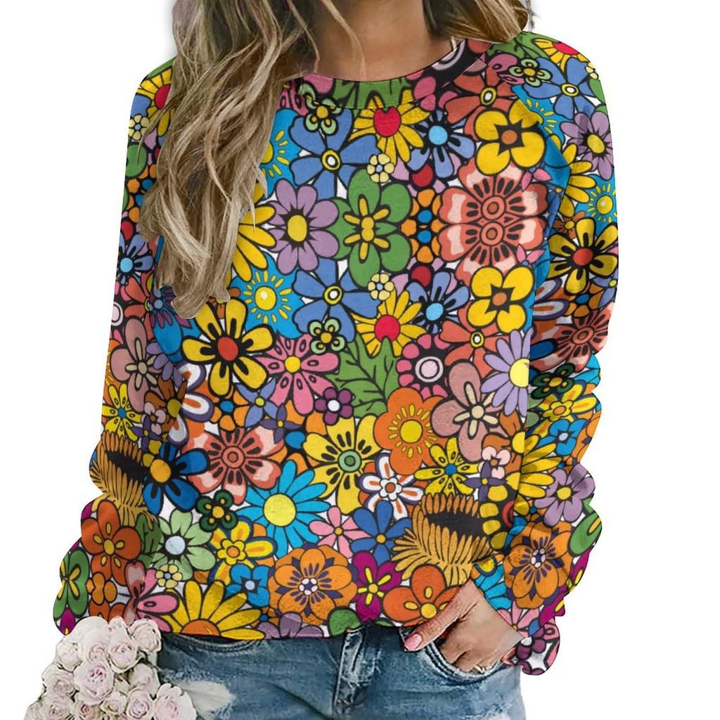 Мандала Цветок Толстовка Цветочный 3D Принт Толстовка Женская Новые Толстовки С О-Образным Вырезом Уличная Одежда Оверсайз Харадзюку Пуловер Женская Одежда
