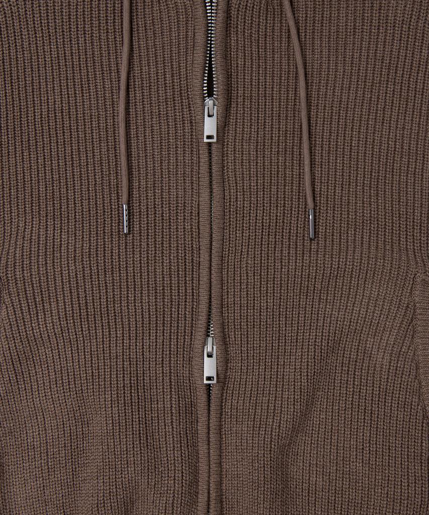 MUSINSA STANDARD WOMAN Women'S Ribbed Knit Hooded Zip-Up [Heather Brown]